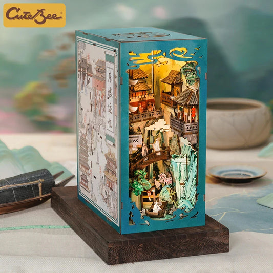 CUTEBEE Antiquity Book Nook Chinese Style Doll House Kit with Touch Light Dust Cover 3D Puzzle Toy Gift Ideas Su Dongpo's Life