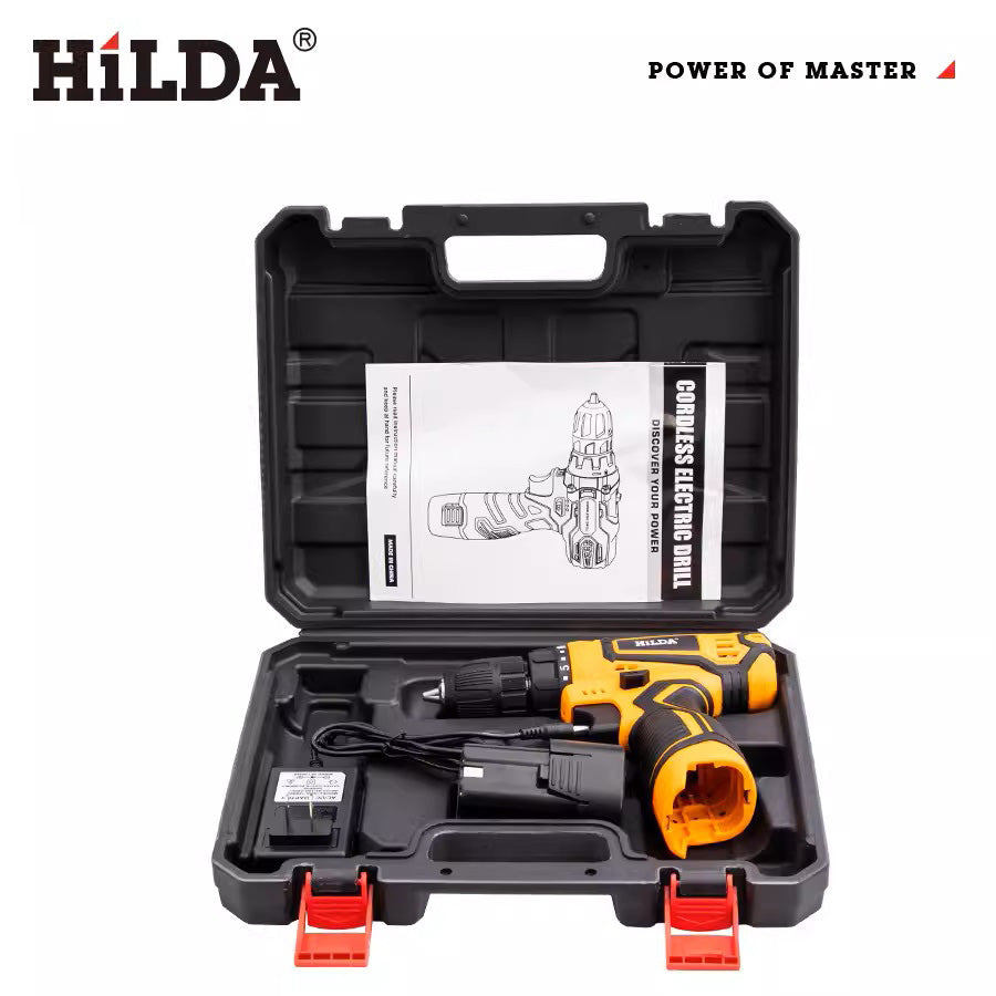 HILDA 12V 16.8V 21V Cordless Drill Electric Screwdriver Mini Wireless Power Driver DC Lithium-Ion Battery Power Tools