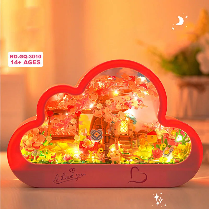 Creative Building Brick Lover Figures In The Name Of Love Mini Block Model Desktop Mirror Toy With Light For Valentines Day Gift