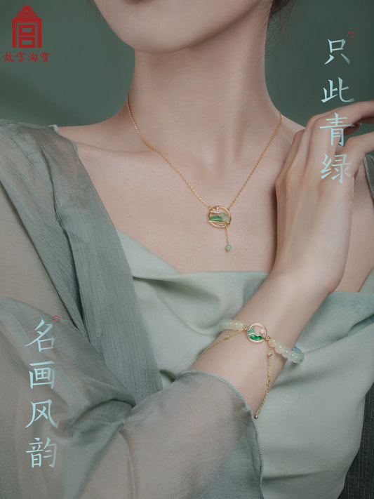 Palace Museum Qianli Jiangshan Bracelet Necklace, Women's Light Luxury, Small and Elegant Cultural and Creative Jewelry, Birthday Gift for Girls