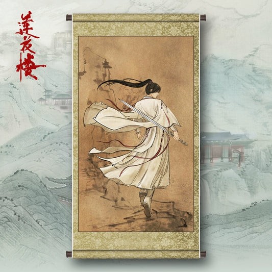 "Lotus Tower" Li Xiangyi's Ancient Style Painting Scroll