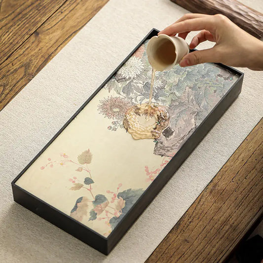 Palace Museum Cultural and Creative Tea Plate National Style Water Absorbing Dry Bubble Tray Household Ceramic Kung Fu Tea Set
