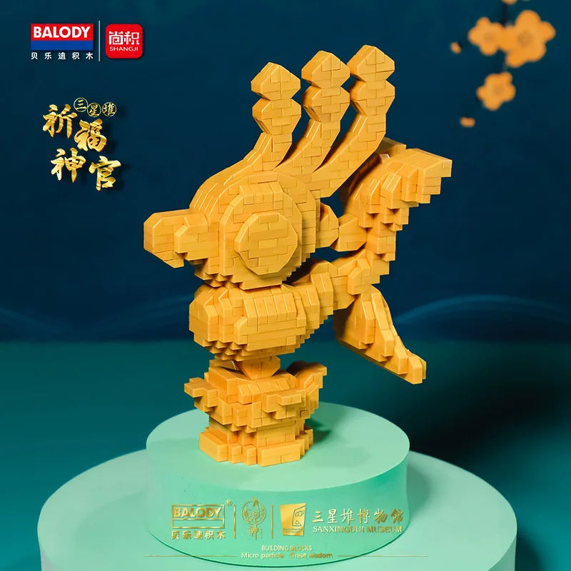 Sanxingdui Museum Micro Building Blocks Chinese Culture Bronze Statue Of A Man Mask Sunbird Mini Bricks Figure Toys For Kid