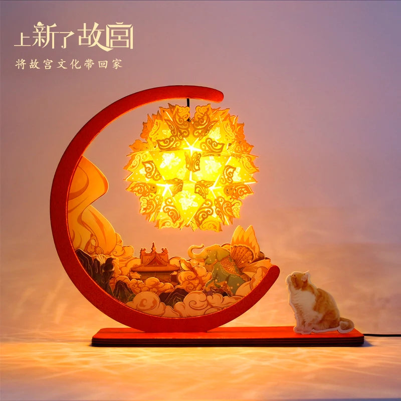Taiping elephant paper carving lamp diy light and shadow paper art lamp bedroom nightlight Teacher's Day gift