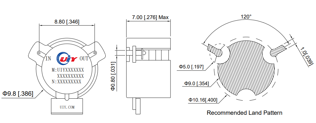 UIYSI10A, 2.4 to 6GHz – Surface Mount Isolator, UIY Inc.